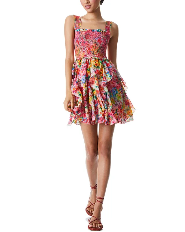 alice + olivia Jocelyn Silk-Blend Mini Dress