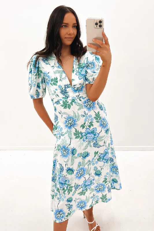 Harrie Midi Dress Blue Floral