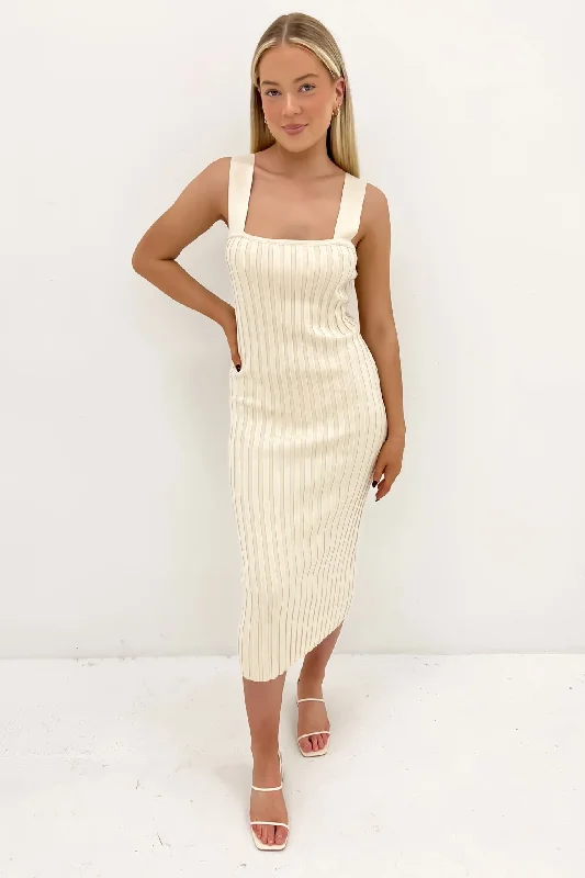 Isabeau Knit Midi Dress Beige