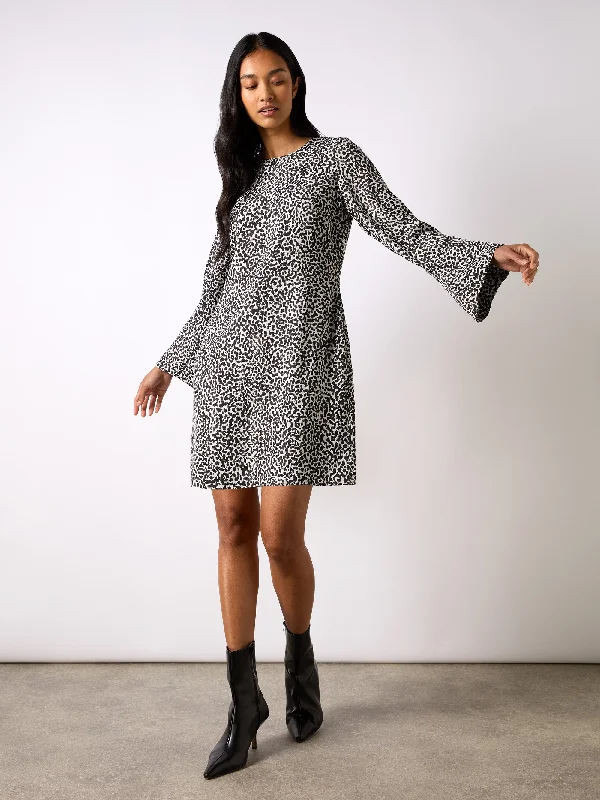 Mono Dalmatian Print Mini Dress