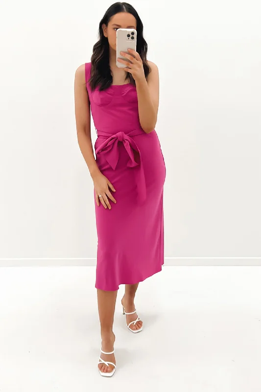 Ora Bust Midi Dress Deep Pink