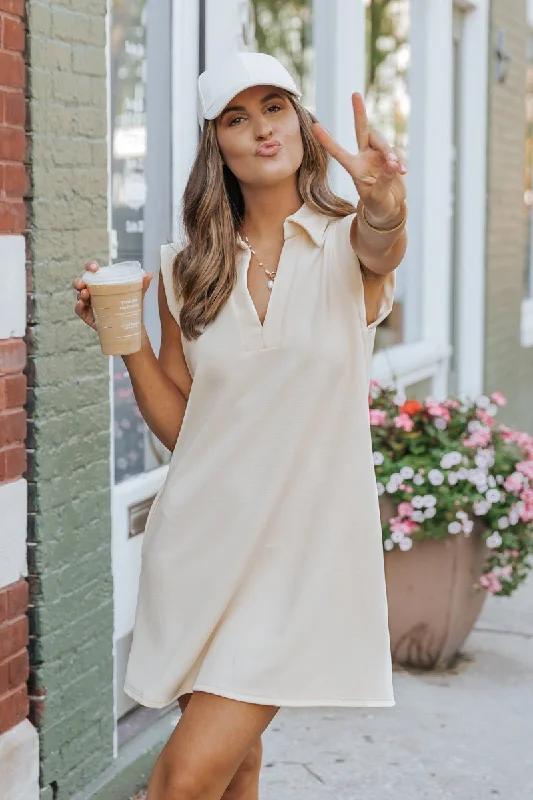 Sleeveless Cream Textured Mini Dress - FINAL SALE