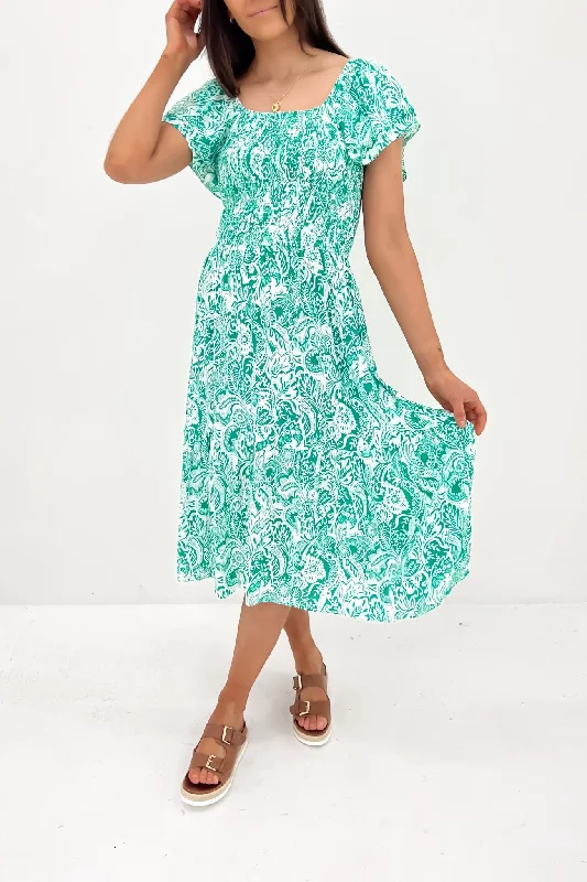 Tillee Midi Dress Green White