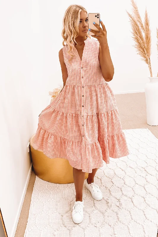 Tulley Midi Dress Pink Gingham