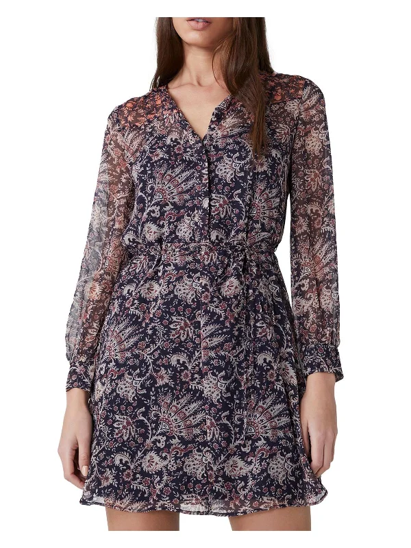 Womens Paisley Floral Print Mini Dress