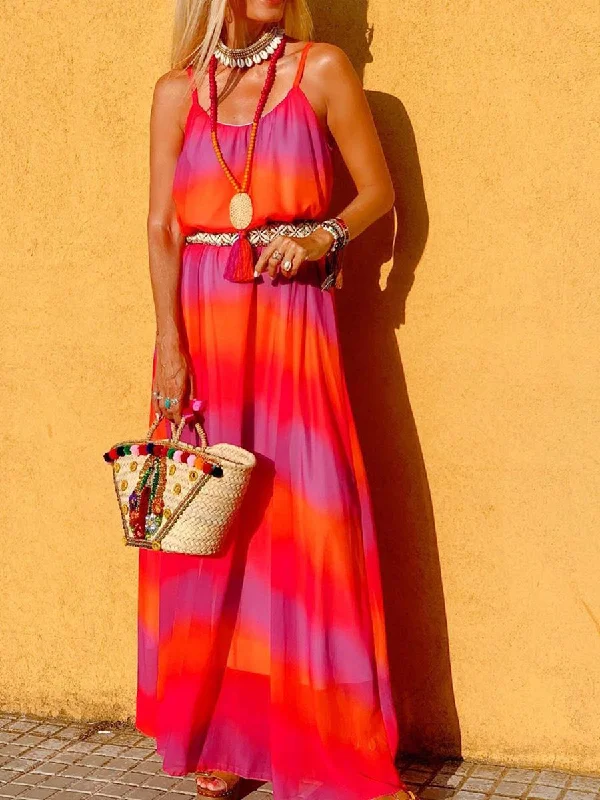 Fashion Tie-dye Casual Maxi Dress