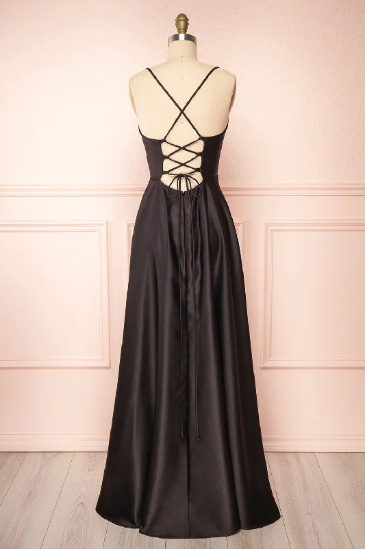 Julia Black | Satin Maxi Dress w/ High Slit