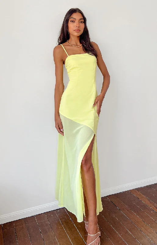 Karmic Yellow Chiffon Maxi Dress