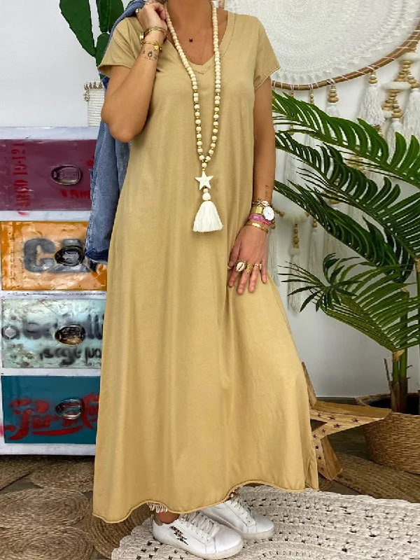 Loose Casual V-Neck Comfortable Soft Maxi Dress