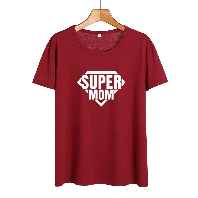 2019 New Summer Cotton T-shirt Women Tops Super Mom Slogan New Mother Gift Fashion Mom T Shirt Funny Momlife Saying Tshirt