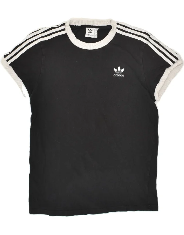 ADIDAS Womens T-Shirt Top UK 10 Small Black Cotton