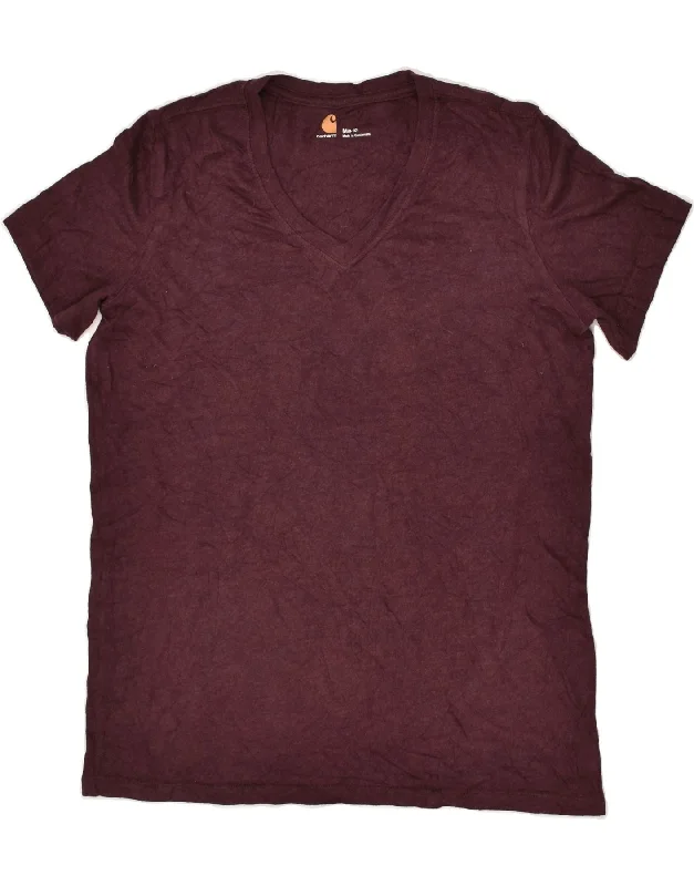 CARHARTT Womens T-Shirt Top UK 8/10 Medium Maroon Cotton