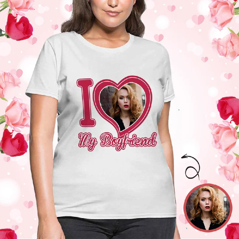 Custom Photo I Love My Girlfriend Women's All Over Print T-shirt