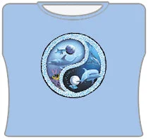 Dolphin Ying Yang Girls T-Shirt (Lt Blue)