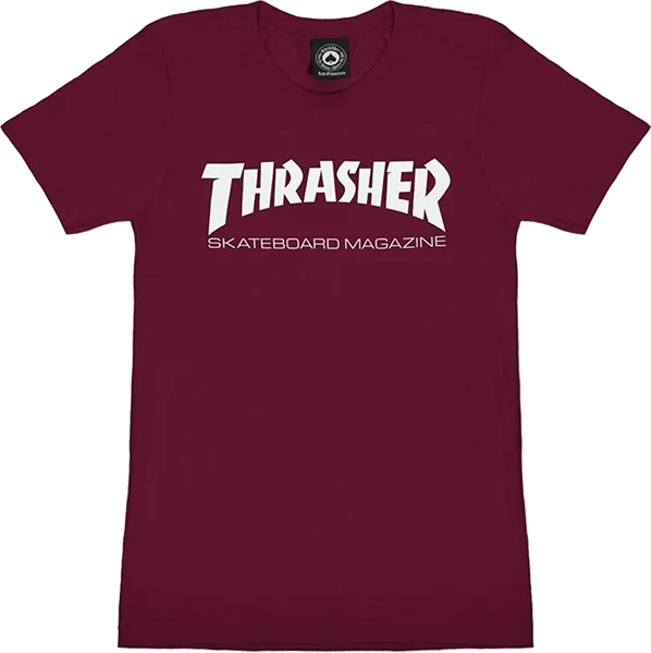 Thrasher Mag Logo Girls T-Shirt - Size: MEDIUM Maroon