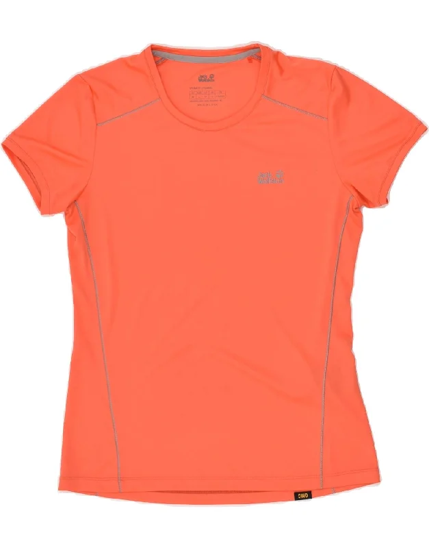 JACK WOLFSKIN Womens T-Shirt Top UK 12 Medium Orange Polyester