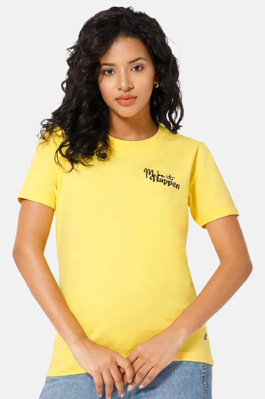 Jusperf Women Half Sleeve Crew Neck T-shirt  - Mustard - SD18