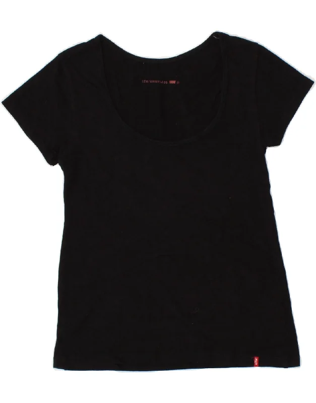 LEVI'S Womens T-Shirt Top UK 12 Medium Black Cotton