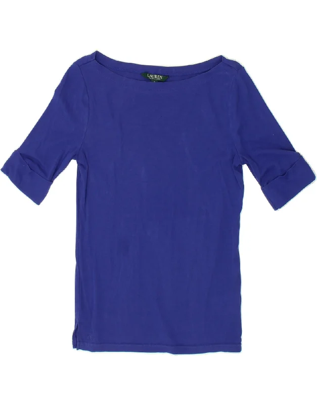 RALPH LAUREN Womens T-Shirt Top UK 10 Small Blue Cotton