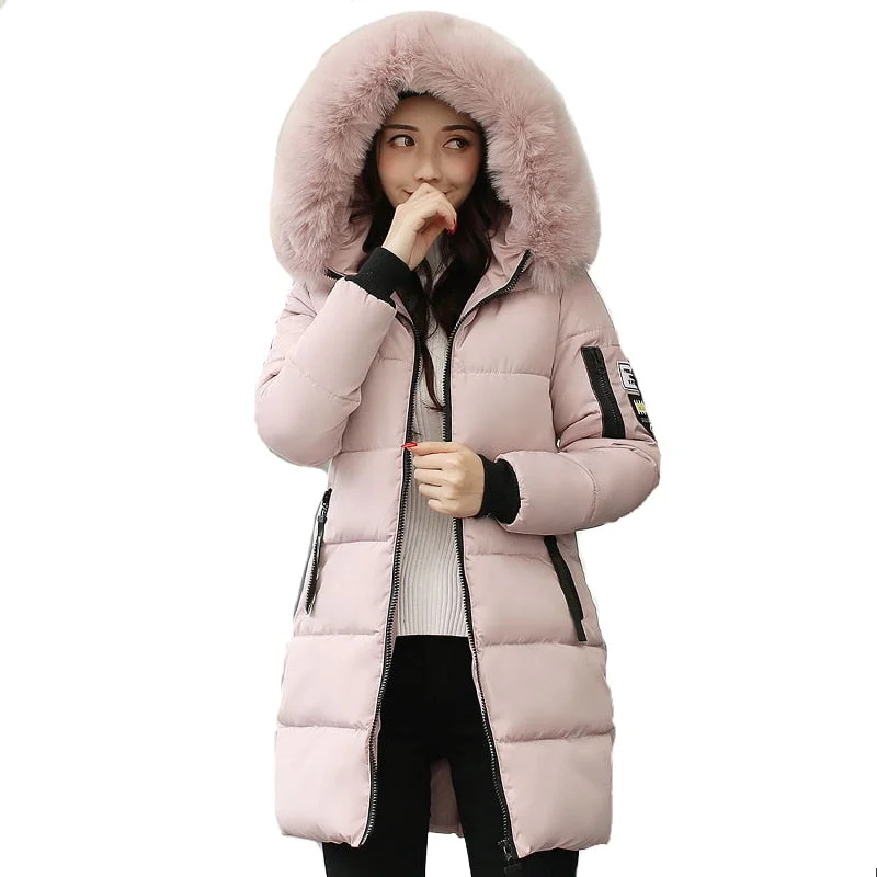 new hooded loose long women winter jacket with fur collar warm thick parka cotton padded female fashion womens coat parkas