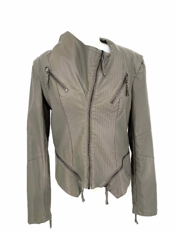 BLANKNYC Women's Gray Zip Polyurethane Blend Size M Jacket