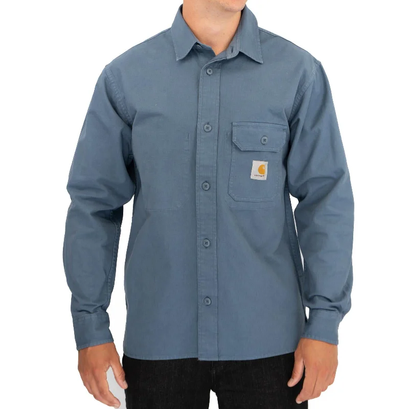 Carhartt WIP Mens Blue Reno Shirt Jacket Long Sleeve Shacket Overshirt