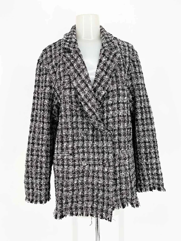 eleven22 Women's black/white Blazer Tweed Plaid Professional Size S Jacket