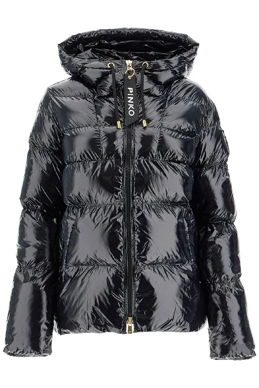 PINKO hooded down jacket in crystal nylon