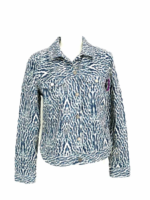 LIVERPOOL Women's white/blue Button Down Leopard Size S Jacket