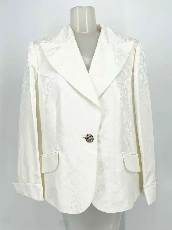 Marina Rinaldi Women's White Blazer Tapestry Italy Size M Jacket