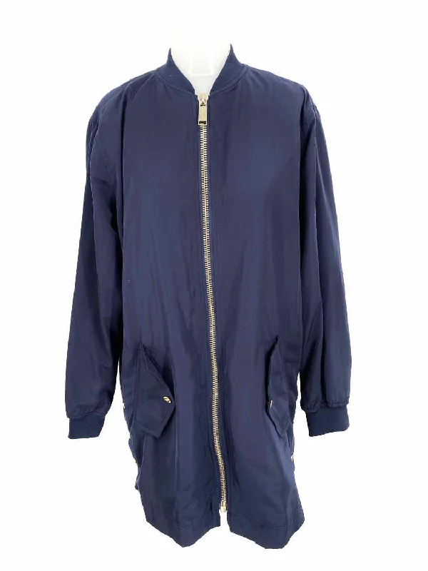 Michael by M. Kors Women's Navy Long Polyester Zip Size S Jacket