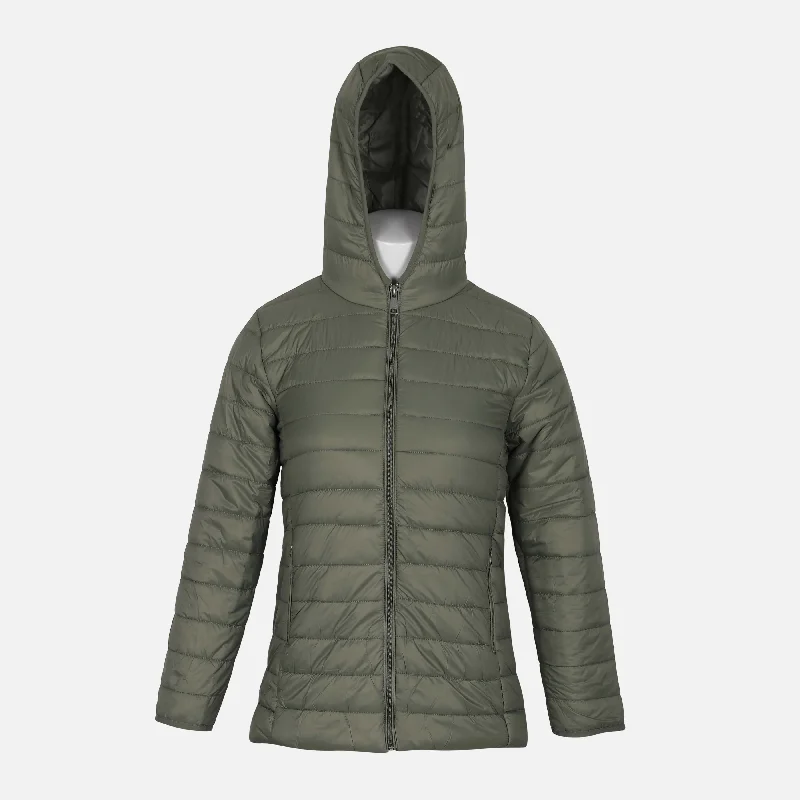 LADIES BASIC PUFFER JACKET WITH HOOD