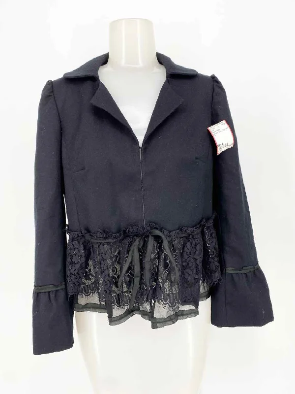 Rebecca Taylor Women's Black Crop Lace Trim Size 6 Jacket