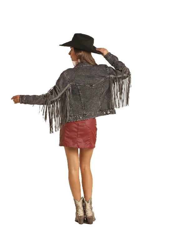 Rock & Roll Women's Denim Fringe Jacket