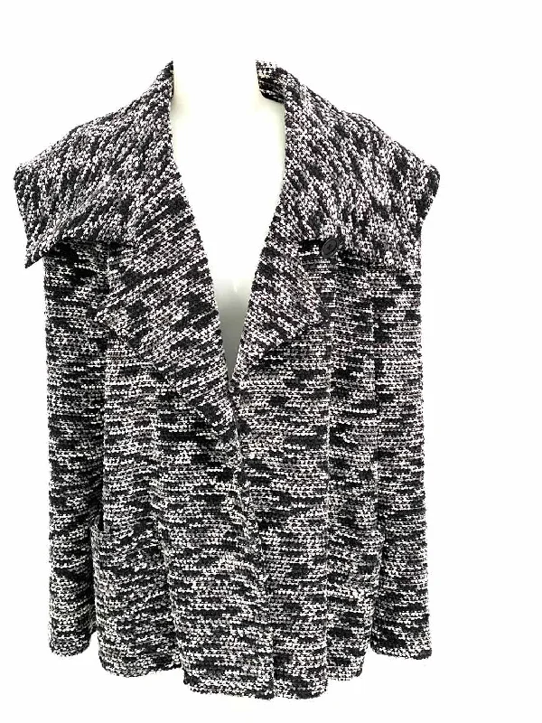 ST. JOHN Women's black/white Open Front Boucle Knit Size 12 Jacket