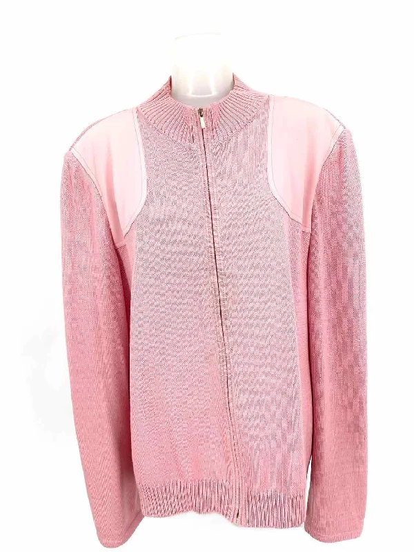 ST. JOHN Women's Pink Zip Santana Knit Size XL Jacket