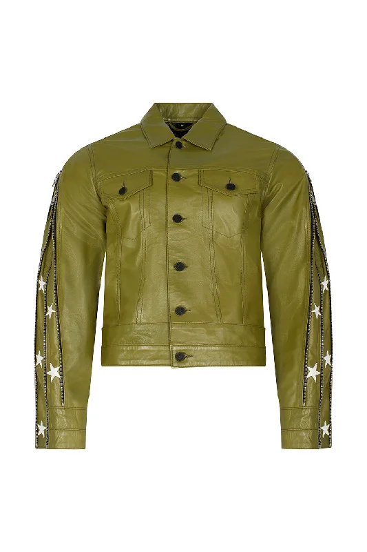 SUNSET RODEO LEATHER JACKET-OLIVE