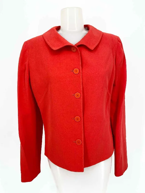 Valentino Boutique Women's Red Collared Silk Italy Size 10 Jacket