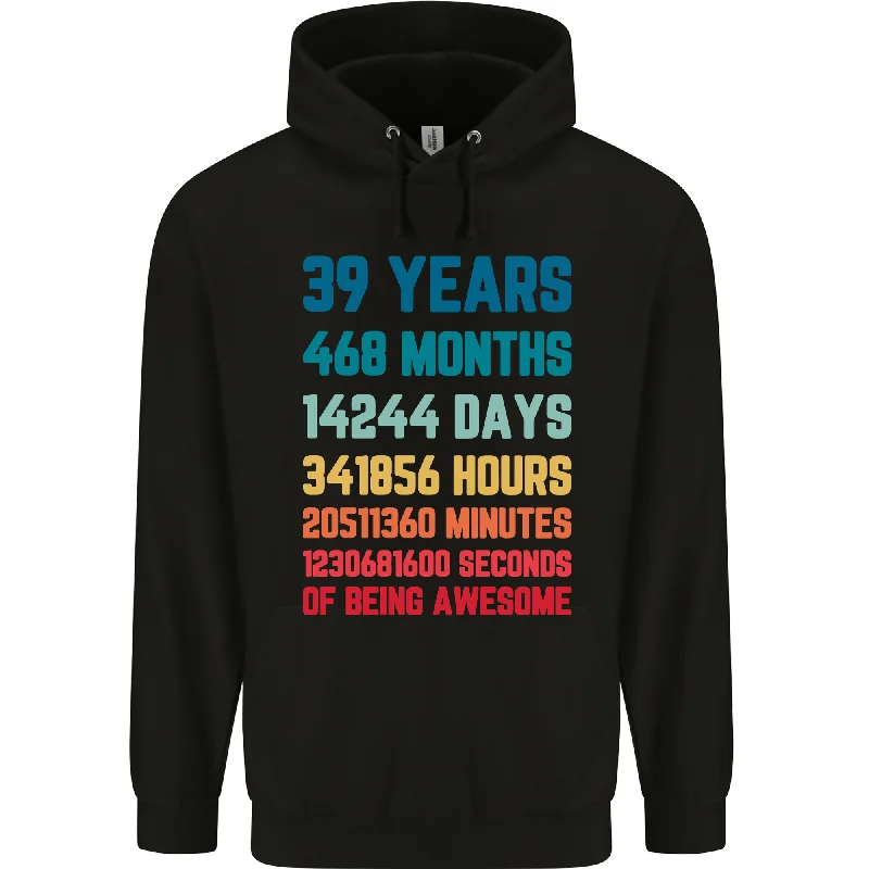 39th Birthday 39 Year Old Mens 80% Cotton Hoodie