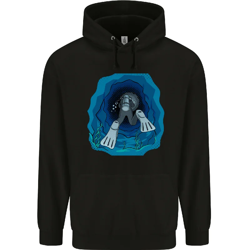 3D Scuba Diver Diving Mens 80% Cotton Hoodie