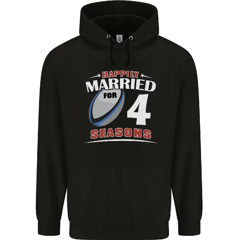 4 Year Wedding Anniversary 4th Rugby Mens 80% Cotton Hoodie