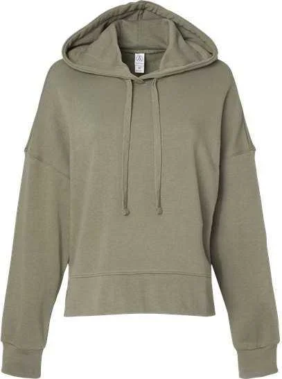 Alternative Apparel 9906ZT Women's Eco-Washed Terry Hooded Sweatshirt - Military