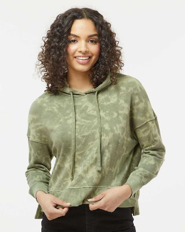 Alternative Apparel 9906ZT Women's Eco-Washed Terry Hooded Sweatshirt - Olive Tonal Tie Dye