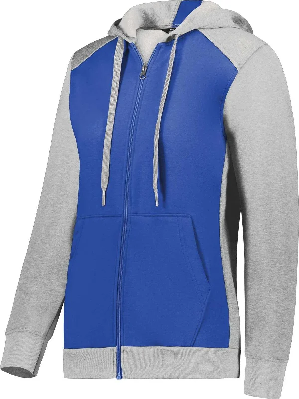 Augusta 6901 Ladies Three-Season Fleece Full Zip Hoodie - Royal Gray Heather