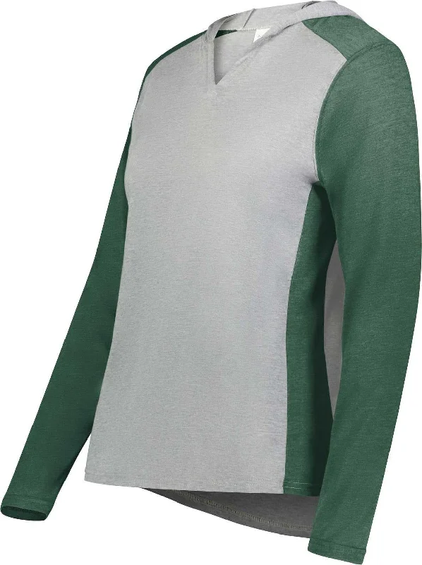 Augusta 6902 Ladies Gameday Vintage Hoodie - Gray Heather Dark Green Heather