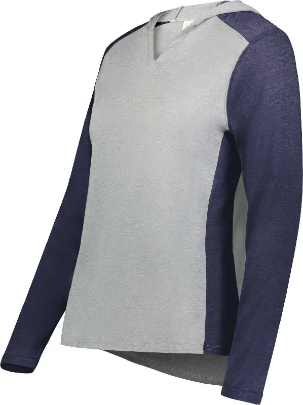 Augusta 6902 Ladies Gameday Vintage Hoodie - Gray Heather Navy Heather