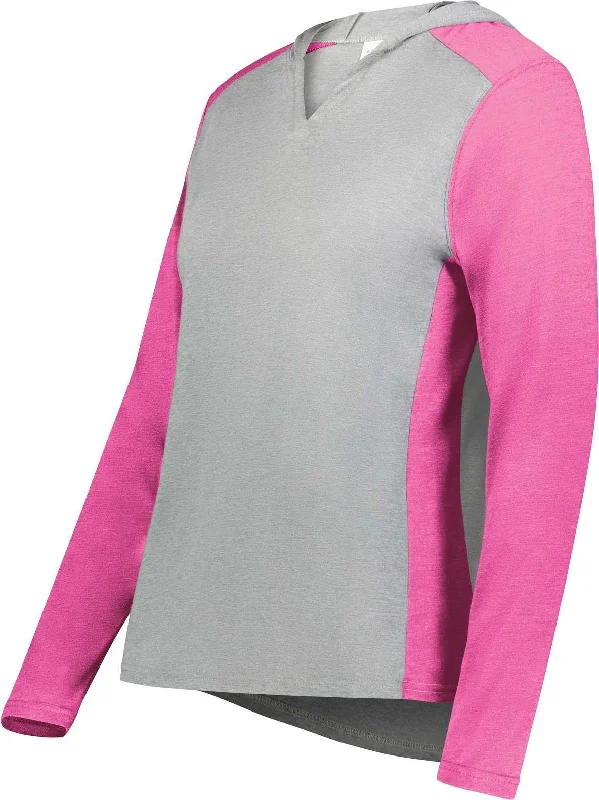 Augusta 6902 Ladies Gameday Vintage Hoodie - Gray Heather Orchid Heather