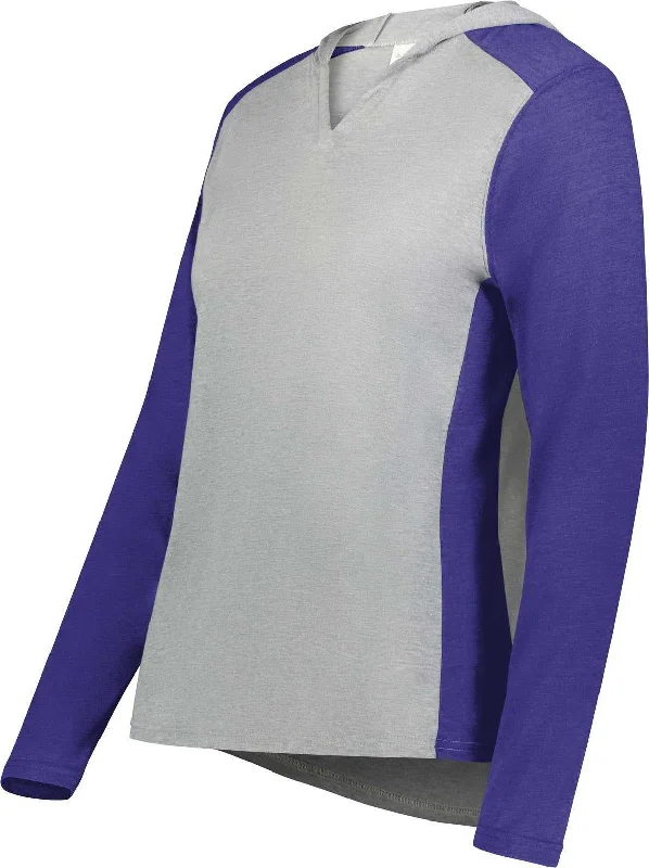 Augusta 6902 Ladies Gameday Vintage Hoodie - Gray Heather Purple Heather