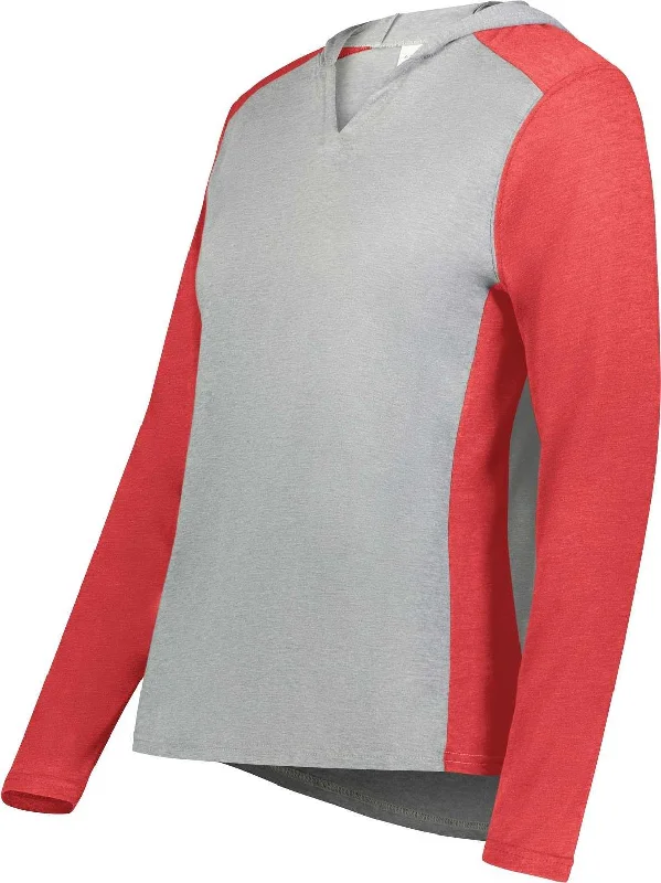 Augusta 6902 Ladies Gameday Vintage Hoodie - Gray Heather Scarlet Heather