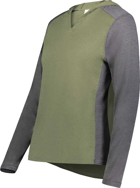 Augusta 6902 Ladies Gameday Vintage Hoodie - Olive Heather Carbon Heather